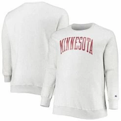 Men's Champion Ash Minnesota Golden Gophers Big & Tall Reverse Weave Fleece Crewneck Pullover Sweatshirt