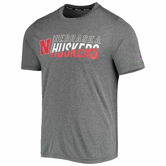 Men's Champion Gray Nebraska Huskers Slash Stack T-Shirt 5 Men's Champion Gray Nebraska Huskers Slash Stack T-Shirt - Image 3
