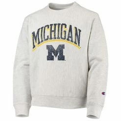 Youth Champion Heathered Gray Michigan Wolverines Reverse Weave Pullover Sweatshirt -Champion shop unnamed file 9540