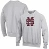 Men's Champion Heathered Gray Mississippi State Bulldogs Vault Logo Reverse Weave Pullover Sweatshirt -Champion shop unnamed file 9564
