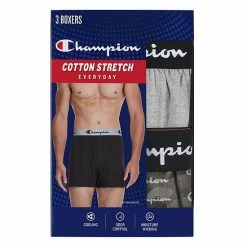 Men's Champion 3-Pack Cotton Stretch Knit Boxers Black Grey -Champion shop unnamed file 963