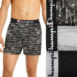 Men's Champion 3-Pack Cotton Stretch Knit Boxers Black Grey -Champion shop unnamed file 967