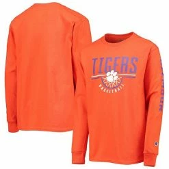 Youth Champion Orange Clemson Tigers Basketball Long Sleeve T-Shirt -Champion shop unnamed file 9702