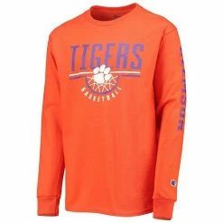 Youth Champion Orange Clemson Tigers Basketball Long Sleeve T-Shirt -Champion shop unnamed file 9703