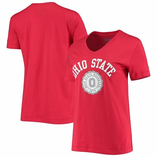 Women's Champion Scarlet Ohio State Buckeyes University College Seal V-Neck T-Shirt Women's Champion Scarlet Ohio State Buckeyes University College Seal V-Neck T-Shirt -Champion shop unnamed file 9734
