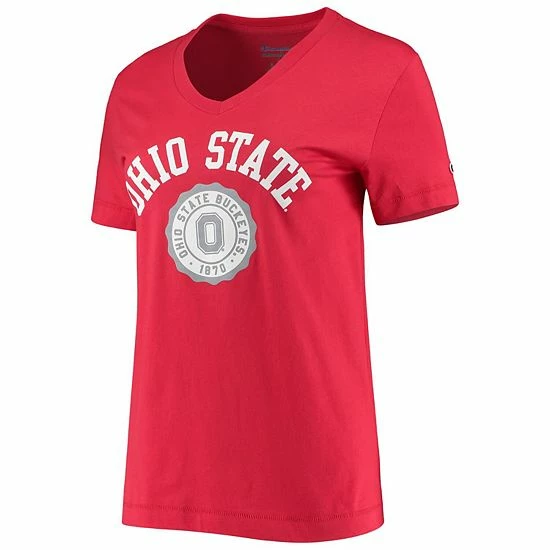 Women's Champion Scarlet Ohio State Buckeyes University College Seal V-Neck T-Shirt Women's Champion Scarlet Ohio State Buckeyes University College Seal V-Neck T-Shirt -Champion shop unnamed file 9736
