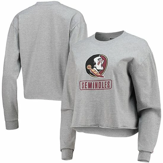 Women's Champion Heathered Gray Florida State Seminoles Boyfriend Cropped Long Sleeve T-Shirt Women's Champion Heathered Gray Florida State Seminoles Boyfriend Cropped Long Sleeve T-Shirt -Champion shop unnamed file 9836