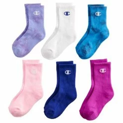 Girls Champion® Multi-Script 6-Pack Crew Socks Raspberry Shock -Champion shop unnamed file 985