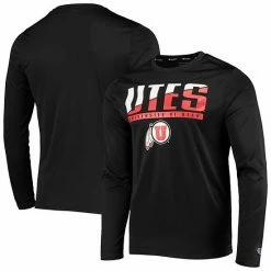 Men's Champion Black Utah Utes Wordmark Slash Long Sleeve T-Shirt -Champion shop unnamed file 9884