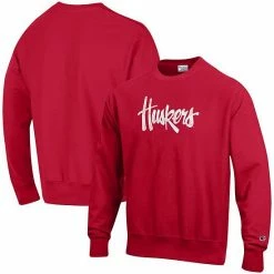 Men's Champion Scarlet Nebraska Huskers Vault Logo Reverse Weave Pullover Sweatshirt -Champion shop unnamed file 9900