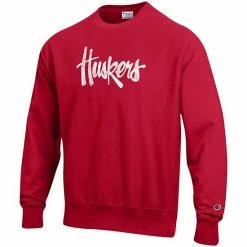 Men's Champion Scarlet Nebraska Huskers Vault Logo Reverse Weave Pullover Sweatshirt -Champion shop unnamed file 9901
