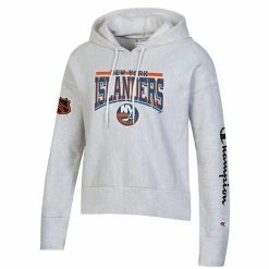 Women's Champion Heathered Gray New York Islanders Reverse Weave Pullover Hoodie 4 Women's Champion Heathered Gray New York Islanders Reverse Weave Pullover Hoodie -Champion shop unnamed file 9905