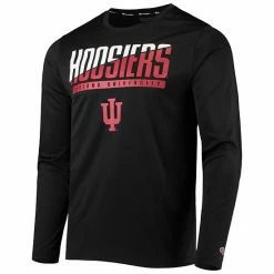 Men's Champion Black Indiana Hoosiers Wordmark Slash Long Sleeve T-Shirt -Champion shop unnamed file 9924