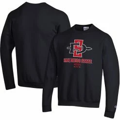 Men's Champion Black San Diego State Aztecs Team Stack Powerblend Pullover Sweatshirt