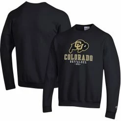 Men's Champion Black Colorado Buffaloes Team Stack Powerblend Pullover Sweatshirt