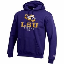 Men's Champion Purple LSU Tigers Team Stack Powerblend Pullover Hoodie -Champion shop unnamed file 9984