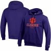 Men's Champion Purple Clemson Tigers Team Stack Powerblend Pullover Hoodie -Champion shop unnamed file 9994